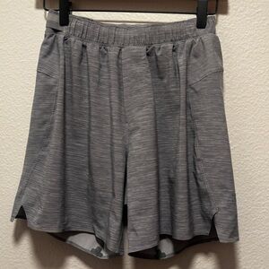 Lululemon athletica Heathered Gray Surge Running Athletic Shorts Lined